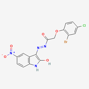 2-(2-bromo-4-chlorophenoxy)-N'-(5-nitro-2-oxo-1,2-dihydro-3H-indol-3-ylidene)acetohydrazide