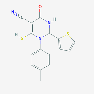 1-(4-Methylphenyl)-4-oxo-6-sulfanyl-2-(2-thienyl)-1,2,3,4-tetrahydro-5-pyrimidinecarbonitrile