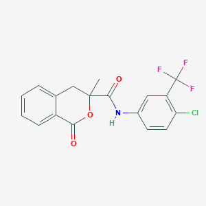 molecular formula C18H13ClF3NO3 B385638 N-[4-chloro-3-(trifluoromethyl)phenyl]-3-methyl-1-oxo-3,4-dihydro-1H-isochromene-3-carboxamide CAS No. 709001-95-6