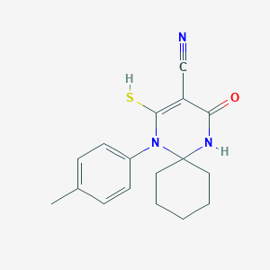 1-(4-Methylphenyl)-4-oxo-2-sulfanyl-1,5-diazaspiro[5.5]undec-2-ene-3-carbonitrile