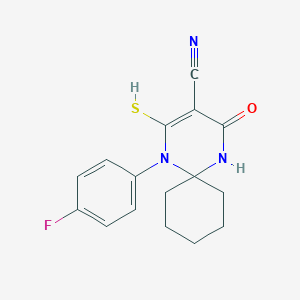 molecular formula C16H16FN3OS B385640 1-(4-Fluorophenyl)-4-oxo-2-sulfanyl-1,5-diazaspiro[5.5]undec-2-ene-3-carbonitrile 