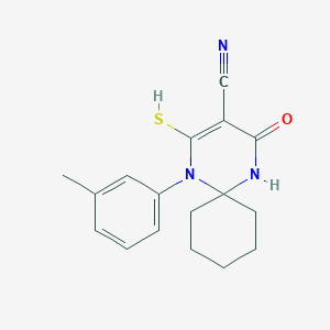 molecular formula C17H19N3OS B385643 2-Mercapto-4-oxo-1-m-tolyl-1,5-diaza-spiro[5.5]undec-2-ene-3-carbonitrile 