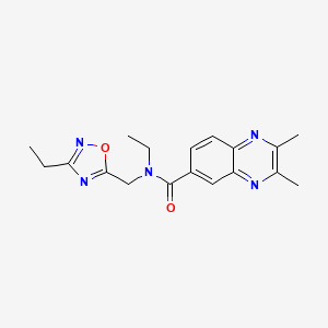 molecular formula C18H21N5O2 B3856444 N-ethyl-N-[(3-ethyl-1,2,4-oxadiazol-5-yl)methyl]-2,3-dimethylquinoxaline-6-carboxamide 