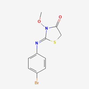 molecular formula C10H9BrN2O2S B3856459 2-[(4-bromophenyl)imino]-3-methoxy-1,3-thiazolidin-4-one 