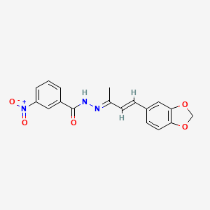 molecular formula C18H15N3O5 B3856487 N'-[3-(1,3-benzodioxol-5-yl)-1-methyl-2-propen-1-ylidene]-3-nitrobenzohydrazide 