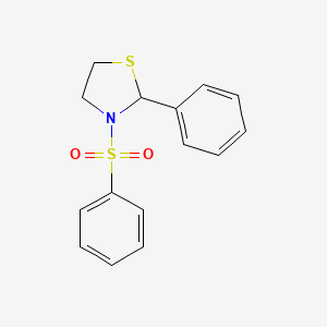 molecular formula C15H15NO2S2 B3856494 2-phenyl-3-(phenylsulfonyl)-1,3-thiazolidine 