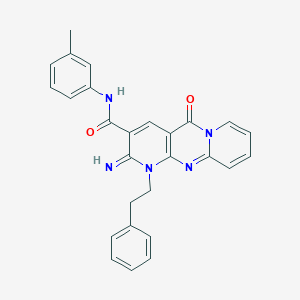 6-Imino-N-(3-methylphenyl)-2-oxo-7-(2-phenylethyl)-1,7,9-triazatricyclo[8.4.0.03,8]tetradeca-3(8),4,9,11,13-pentaene-5-carboxamide