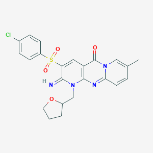 molecular formula C23H21ClN4O4S B385657 3-[(4-chlorophenyl)sulfonyl]-2-imino-8-methyl-1-(tetrahydro-2-furanylmethyl)-1,2-dihydro-5H-dipyrido[1,2-a:2,3-d]pyrimidin-5-one CAS No. 606956-61-0