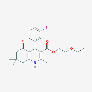 molecular formula C23H28FNO4 B3856589 2-ethoxyethyl 4-(3-fluorophenyl)-2,7,7-trimethyl-5-oxo-1,4,5,6,7,8-hexahydro-3-quinolinecarboxylate 