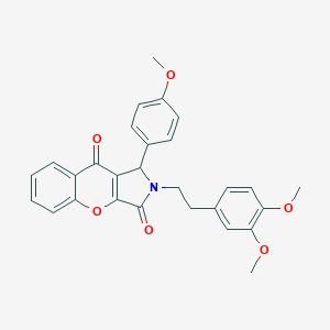 molecular formula C28H25NO6 B385660 2-[2-(3,4-Dimethoxyphenyl)ethyl]-1-(4-methoxyphenyl)-1,2-dihydrochromeno[2,3-c]pyrrole-3,9-dione CAS No. 720672-49-1
