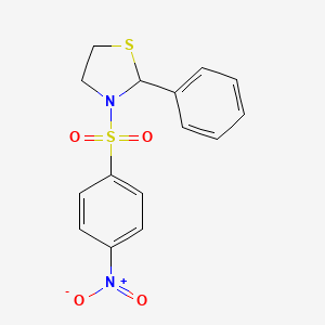 molecular formula C15H14N2O4S2 B3856617 3-[(4-nitrophenyl)sulfonyl]-2-phenyl-1,3-thiazolidine 