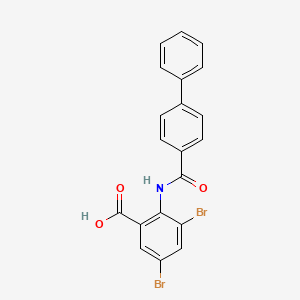 molecular formula C20H13Br2NO3 B3856723 2-[(4-biphenylylcarbonyl)amino]-3,5-dibromobenzoic acid 