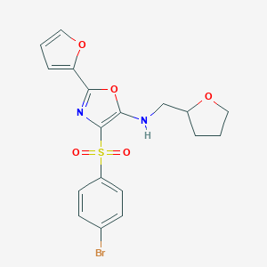 molecular formula C18H17BrN2O5S B385680 4-((4-bromophenyl)sulfonyl)-2-(furan-2-yl)-N-((tetrahydrofuran-2-yl)methyl)oxazol-5-amine CAS No. 720673-12-1