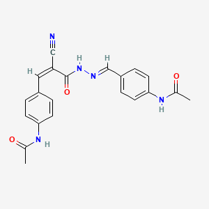 molecular formula C21H19N5O3 B3856815 N-[4-(3-{2-[4-(acetylamino)benzylidene]hydrazino}-2-cyano-3-oxo-1-propen-1-yl)phenyl]acetamide 