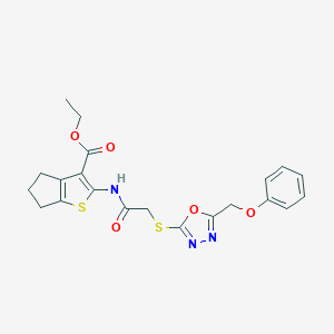 ethyl 2-[({[5-(phenoxymethyl)-1,3,4-oxadiazol-2-yl]sulfanyl}acetyl)amino]-5,6-dihydro-4H-cyclopenta[b]thiophene-3-carboxylate