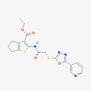 ethyl 2-[[2-[(5-pyridin-3-yl-1,3,4-oxadiazol-2-yl)sulfanyl]acetyl]amino]-5,6-dihydro-4H-cyclopenta[b]thiophene-3-carboxylate