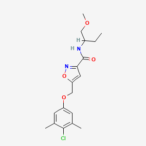 molecular formula C18H23ClN2O4 B3856927 5-[(4-chloro-3,5-dimethylphenoxy)methyl]-N-[1-(methoxymethyl)propyl]-3-isoxazolecarboxamide 