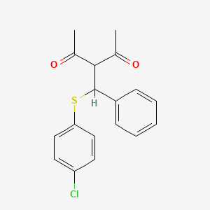 molecular formula C18H17ClO2S B3856947 3-[[(4-chlorophenyl)thio](phenyl)methyl]-2,4-pentanedione 