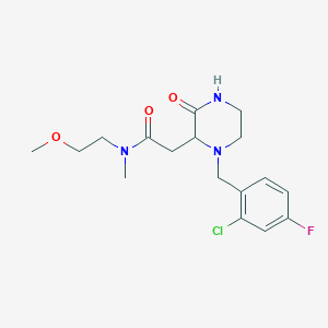 molecular formula C17H23ClFN3O3 B3856980 2-[1-(2-chloro-4-fluorobenzyl)-3-oxo-2-piperazinyl]-N-(2-methoxyethyl)-N-methylacetamide 