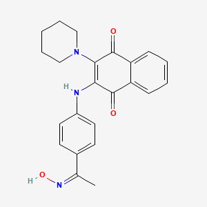 molecular formula C23H23N3O3 B3856981 2-{[4-(N-hydroxyethanimidoyl)phenyl]amino}-3-(1-piperidinyl)naphthoquinone 