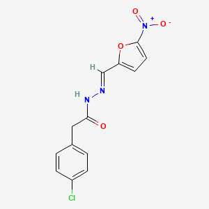 molecular formula C13H10ClN3O4 B3857002 2-(4-chlorophenyl)-N'-[(5-nitro-2-furyl)methylene]acetohydrazide 