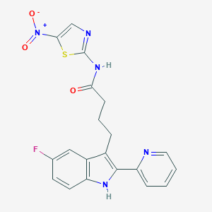 molecular formula C20H16FN5O3S B385702 4-[5-fluoro-2-(2-pyridinyl)-1H-indol-3-yl]-N-{5-nitro-1,3-thiazol-2-yl}butanamide 