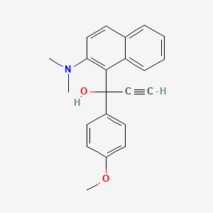 molecular formula C22H21NO2 B3857040 1-[2-(dimethylamino)-1-naphthyl]-1-(4-methoxyphenyl)-2-propyn-1-ol 
