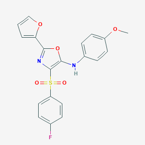 molecular formula C20H15FN2O5S B385710 4-((4-fluorophenyl)sulfonyl)-2-(furan-2-yl)-N-(4-methoxyphenyl)oxazol-5-amine CAS No. 720673-05-2