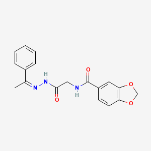 molecular formula C18H17N3O4 B3857120 N-{2-oxo-2-[2-(1-phenylethylidene)hydrazino]ethyl}-1,3-benzodioxole-5-carboxamide 