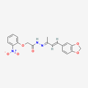 molecular formula C19H17N3O6 B3857128 N'-[3-(1,3-benzodioxol-5-yl)-1-methyl-2-propen-1-ylidene]-2-(2-nitrophenoxy)acetohydrazide 