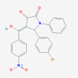 molecular formula C23H15BrN2O5 B385720 5-(4-bromophenyl)-3-hydroxy-4-{4-nitrobenzoyl}-1-phenyl-1,5-dihydro-2H-pyrrol-2-one 