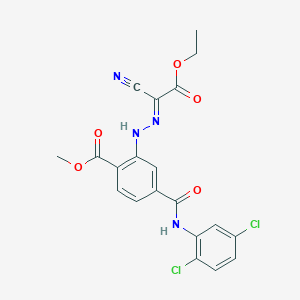 molecular formula C20H16Cl2N4O5 B3857218 methyl 2-[2-(1-cyano-2-ethoxy-2-oxoethylidene)hydrazino]-4-{[(2,5-dichlorophenyl)amino]carbonyl}benzoate 