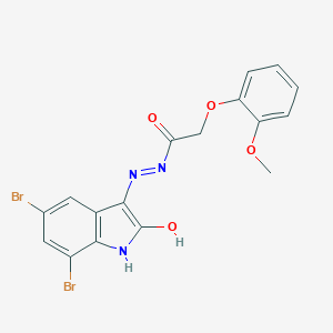 N'-(5,7-dibromo-2-oxo-1,2-dihydro-3H-indol-3-ylidene)-2-(2-methoxyphenoxy)acetohydrazide