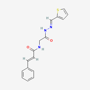 molecular formula C16H15N3O2S B3857418 N-{2-oxo-2-[2-(2-thienylmethylene)hydrazino]ethyl}-3-phenylacrylamide 