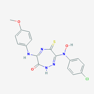 molecular formula C17H14ClN5O3S B385743 7-[4-chloro(hydroxy)anilino]-6-mercapto-4-(4-methoxyanilino)-3H-1,2,5-triazepin-3-one 