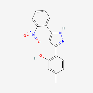 molecular formula C16H13N3O3 B3857493 5-methyl-2-[5-(2-nitrophenyl)-1H-pyrazol-3-yl]phenol 