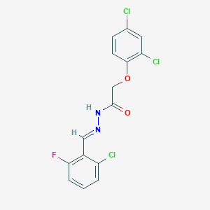 molecular formula C15H10Cl3FN2O2 B3857508 N'-(2-chloro-6-fluorobenzylidene)-2-(2,4-dichlorophenoxy)acetohydrazide 