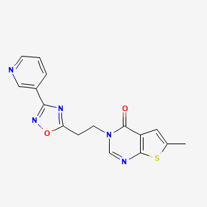 molecular formula C16H13N5O2S B3857608 6-methyl-3-[2-(3-pyridin-3-yl-1,2,4-oxadiazol-5-yl)ethyl]thieno[2,3-d]pyrimidin-4(3H)-one 