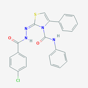 molecular formula C23H17ClN4O2S B385762 2-[(4-chlorobenzoyl)hydrazono]-N,4-diphenyl-1,3-thiazole-3(2H)-carboxamide 
