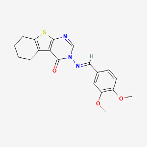 molecular formula C19H19N3O3S B3857638 3-[(3,4-dimethoxybenzylidene)amino]-5,6,7,8-tetrahydro[1]benzothieno[2,3-d]pyrimidin-4(3H)-one 