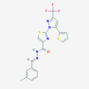 molecular formula C20H14F3N5OS2 B385764 N'-(3-methylbenzylidene)-2-[5-(2-thienyl)-3-(trifluoromethyl)-1H-pyrazol-1-yl]-1,3-thiazole-4-carbohydrazide 