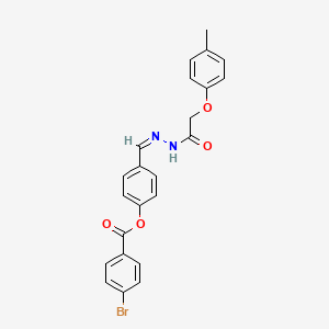 molecular formula C23H19BrN2O4 B3857648 4-{2-[(4-methylphenoxy)acetyl]carbonohydrazonoyl}phenyl 4-bromobenzoate 