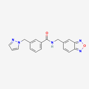 molecular formula C18H15N5O2 B3857690 N-(2,1,3-benzoxadiazol-5-ylmethyl)-3-(1H-pyrazol-1-ylmethyl)benzamide 