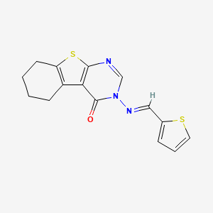 molecular formula C15H13N3OS2 B3857714 3-[(2-thienylmethylene)amino]-5,6,7,8-tetrahydro[1]benzothieno[2,3-d]pyrimidin-4(3H)-one 