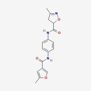 molecular formula C17H17N3O4 B3857732 3-methyl-N-{4-[(5-methyl-3-furoyl)amino]phenyl}-4,5-dihydroisoxazole-5-carboxamide 