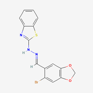 molecular formula C15H10BrN3O2S B3857880 6-bromo-1,3-benzodioxole-5-carbaldehyde 1,3-benzothiazol-2-ylhydrazone 