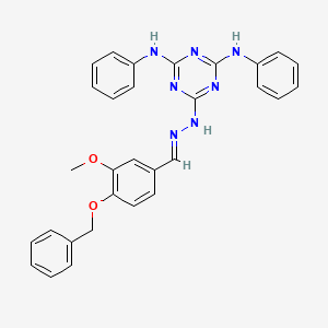 molecular formula C30H27N7O2 B3857898 4-(benzyloxy)-3-methoxybenzaldehyde (4,6-dianilino-1,3,5-triazin-2-yl)hydrazone 