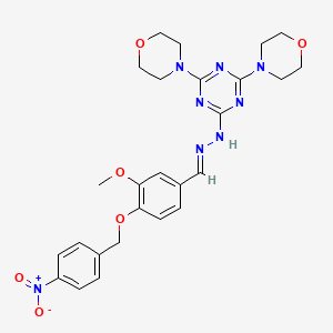 3-methoxy-4-[(4-nitrobenzyl)oxy]benzaldehyde (4,6-di-4-morpholinyl-1,3,5-triazin-2-yl)hydrazone