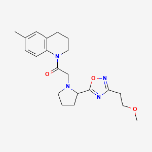 molecular formula C21H28N4O3 B3858084 1-({2-[3-(2-methoxyethyl)-1,2,4-oxadiazol-5-yl]pyrrolidin-1-yl}acetyl)-6-methyl-1,2,3,4-tetrahydroquinoline 