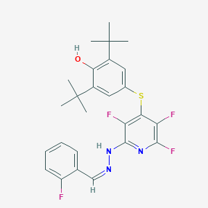 2,6-ditert-butyl-4-[2,3,5-trifluoro-6-[(2Z)-2-[(2-fluorophenyl)methylidene]hydrazinyl]pyridin-4-yl]sulfanylphenol
